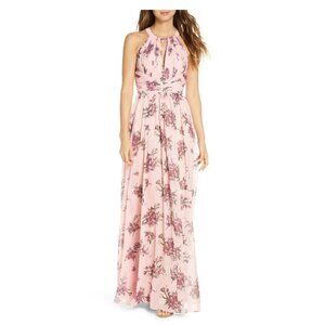 Marchesa Notte Floral Metallic Chiffon A-Line Gown -Size 2